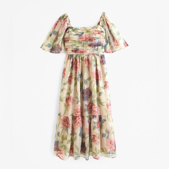 Abercrombie & Fitch Dresses & Skirts - Abercrombie & Fitch Emerson Angel Sleeve Women's Tiered Midi Floral Dress